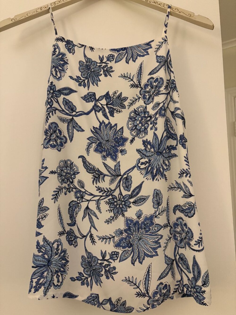LOFT White and Blue Blouse, NWT, Size Medium